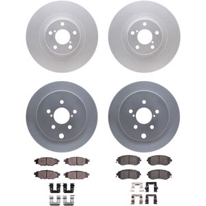 Dynamic Friction 4314-13040 - Front and Rear Brake Kit - Coated Brake Rotors and 3000 Ceramic Brake Pads with Hardware