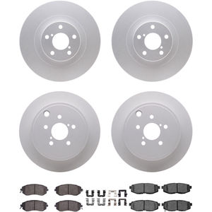 Dynamic Friction 4314-13041 - Front and Rear Brake Kit - Coated Brake Rotors and 3000 Ceramic Brake Pads with Hardware