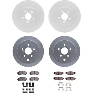 Dynamic Friction 4314-13042 - Front and Rear Brake Kit - Coated Brake Rotors and 3000 Ceramic Brake Pads with Hardware