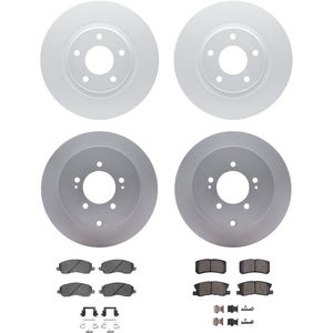 Dynamic Friction 4314-39008 - Front and Rear Brake Kit - Coated Brake Rotors and 3000 Ceramic Brake Pads with Hardware