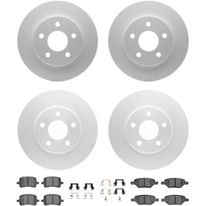 Dynamic Friction 4314-47014 - Front and Rear Brake Kit - Coated Brake Rotors and 3000 Ceramic Brake Pads with Hardware