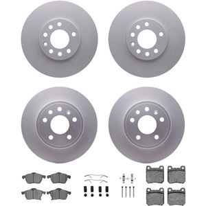 Dynamic Friction 4314-65002 - Front and Rear Brake Kit - Coated Brake Rotors and 3000 Ceramic Brake Pads with Hardware