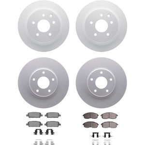Dynamic Friction 4314-67015 - Front and Rear Brake Kit - Coated Brake Rotors and 3000 Ceramic Brake Pads with Hardware