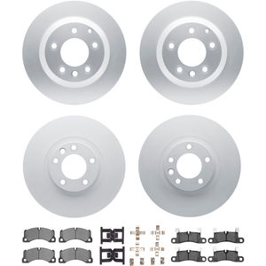 Dynamic Friction 4314-74032 - Front and Rear Brake Kit - Coated Brake Rotors and 3000 Ceramic Brake Pads with Hardware