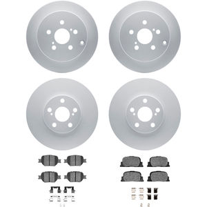 Dynamic Friction 4314-76016 - Front and Rear Brake Kit - Coated Brake Rotors and 3000 Ceramic Brake Pads with Hardware