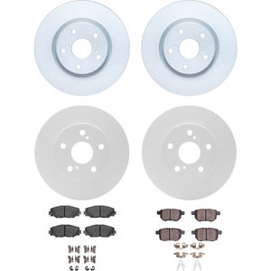Dynamic Friction 4314-76054 - Front and Rear Brake Kit - Coated Brake Rotors and 3000 Ceramic Brake Pads with Hardware