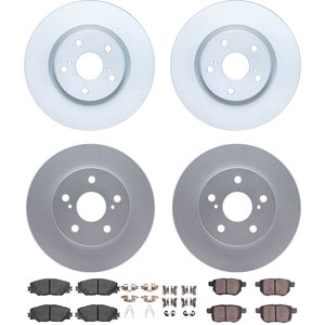 Dynamic Friction 4314-76056 - Front and Rear Brake Kit - Coated Brake Rotors and 3000 Ceramic Brake Pads with Hardware