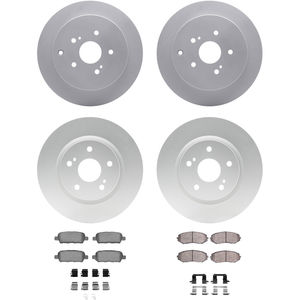 Dynamic Friction 4314-01004 - Front and Rear Brake Kit - Coated Brake Rotors and 3000 Ceramic Brake Pads with Hardware