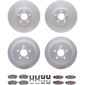 Dynamic Friction 4314-13022 - Front and Rear Brake Kit - Coated Brake Rotors and 3000 Ceramic Brake Pads with Hardware