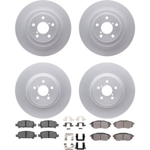 Dynamic Friction 4314-13028 - Front and Rear Brake Kit - Coated Brake Rotors and 3000 Ceramic Brake Pads with Hardware