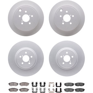 Dynamic Friction 4314-13029 - Front and Rear Brake Kit - Coated Brake Rotors and 3000 Ceramic Brake Pads with Hardware