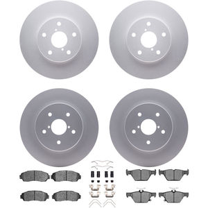 Dynamic Friction 4314-13036 - Front and Rear Brake Kit - Coated Brake Rotors and 3000 Ceramic Brake Pads with Hardware