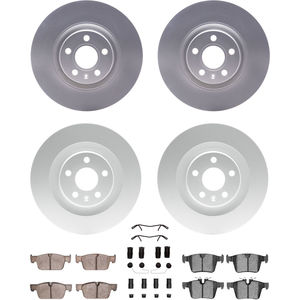 Dynamic Friction 4314-27040 - Front and Rear Brake Kit - Coated Brake Rotors and 3000 Ceramic Brake Pads with Hardware