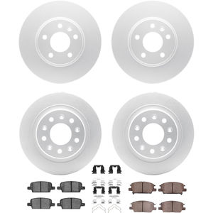 Dynamic Friction 4314-45025 - Front and Rear Brake Kit - Coated Brake Rotors and 3000 Ceramic Brake Pads with Hardware