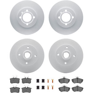 Dynamic Friction 4314-74011 - Front and Rear Brake Kit - Coated Brake Rotors and 3000 Ceramic Brake Pads with Hardware