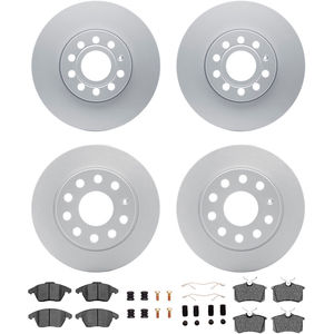 Dynamic Friction 4314-74026 - Front and Rear Brake Kit - Coated Brake Rotors and 3000 Ceramic Brake Pads with Hardware