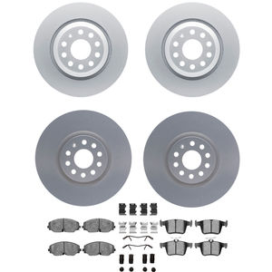 Dynamic Friction 4314-74035 - Front and Rear Brake Kit - Coated Brake Rotors and 3000 Ceramic Brake Pads with Hardware