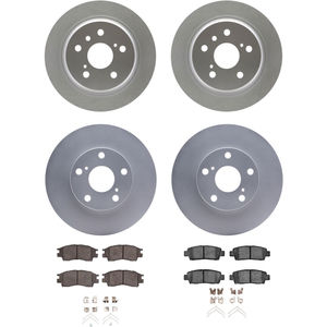 Dynamic Friction 4314-76004 - Front and Rear Brake Kit - Coated Brake Rotors and 3000 Ceramic Brake Pads with Hardware