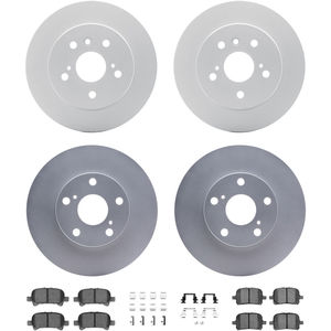 Dynamic Friction 4314-76009 - Front and Rear Brake Kit - Coated Brake Rotors and 3000 Ceramic Brake Pads with Hardware
