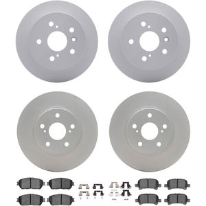 Dynamic Friction 4314-76024 - Front and Rear Brake Kit - Coated Brake Rotors and 3000 Ceramic Brake Pads with Hardware