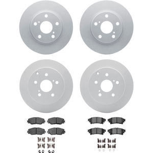 Dynamic Friction 4314-76050 - Front and Rear Brake Kit - Coated Brake Rotors and 3000 Ceramic Brake Pads with Hardware