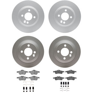 Dynamic Friction 4314-32001 - Front and Rear Brake Kit - Coated Brake Rotors and 3000 Ceramic Brake Pads with Hardware