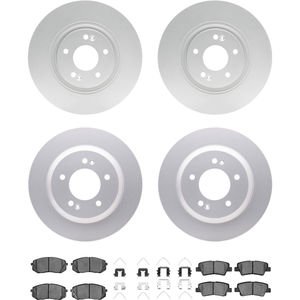 Dynamic Friction 4314-03026 - Front and Rear Brake Kit - Coated Brake Rotors and 3000 Ceramic Brake Pads with Hardware