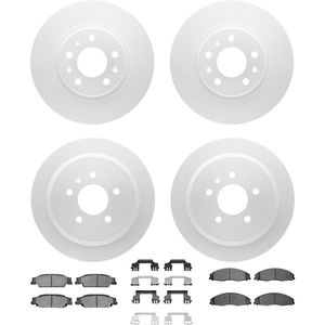 Dynamic Friction 4314-46011 - Front and Rear Brake Kit - Coated Brake Rotors and 3000 Ceramic Brake Pads with Hardware