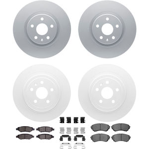 Dynamic Friction 4314-46034 - Front and Rear Brake Kit - Coated Brake Rotors and 3000 Ceramic Brake Pads with Hardware