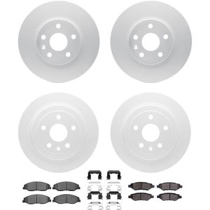 Dynamic Friction 4314-46035 - Front and Rear Brake Kit - Coated Brake Rotors and 3000 Ceramic Brake Pads with Hardware