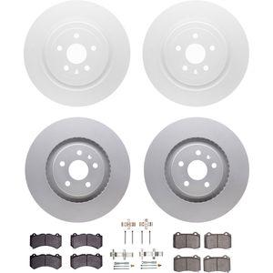 Dynamic Friction 4314-46039 - Front and Rear Brake Kit - Coated Brake Rotors and 3000 Ceramic Brake Pads with Hardware