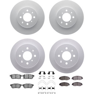 Dynamic Friction 4314-59053 - Front and Rear Brake Kit - Coated Brake Rotors and 3000 Ceramic Brake Pads with Hardware