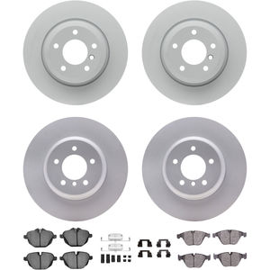 Dynamic Friction 4314-31034 - Front and Rear Brake Kit - Coated Brake Rotors and 3000 Ceramic Brake Pads with Hardware