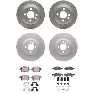 Dynamic Friction 4314-32005 - Front and Rear Brake Kit - Coated Brake Rotors and 3000 Ceramic Brake Pads with Hardware