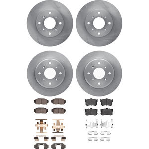 Dynamic Friction 6314-58001 - Front and Rear Brake Kit - Quickstop Rotors and 3000 Ceramic Brake Pads With Hardware