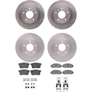 Dynamic Friction 6314-59018 - Front and Rear Brake Kit - Quickstop Rotors and 3000 Ceramic Brake Pads With Hardware