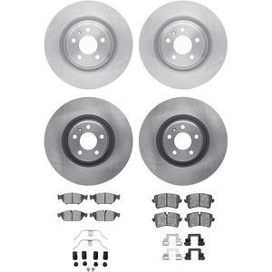 Dynamic Friction 6314-73077 - Front and Rear Brake Kit - Quickstop Rotors and 3000 Ceramic Brake Pads With Hardware