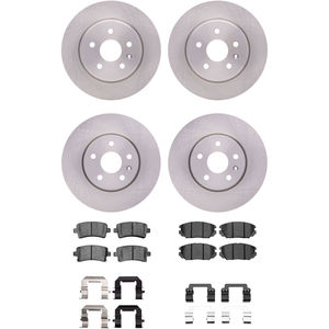 Dynamic Friction 6314-45017 - Front and Rear Brake Kit - Quickstop Rotors and 3000 Ceramic Brake Pads With Hardware