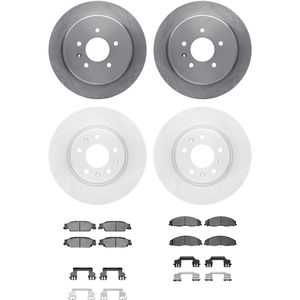 Dynamic Friction 6314-46017 - Front and Rear Brake Kit - Quickstop Rotors and 3000 Ceramic Brake Pads With Hardware
