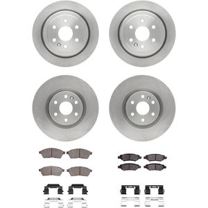 Dynamic Friction 6314-46049 - Front and Rear Brake Kit - Quickstop Rotors and 3000 Ceramic Brake Pads With Hardware