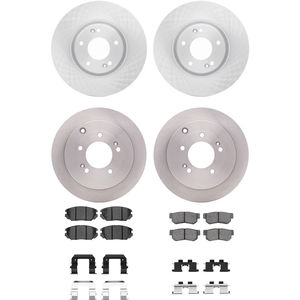 Dynamic Friction 6314-03022 - Front and Rear Brake Kit - Quickstop Rotors and 3000 Ceramic Brake Pads With Hardware