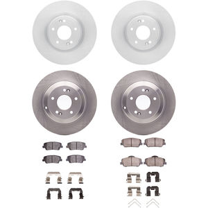 Dynamic Friction 6314-03052 - Front and Rear Brake Kit - Quickstop Rotors and 3000 Ceramic Brake Pads With Hardware