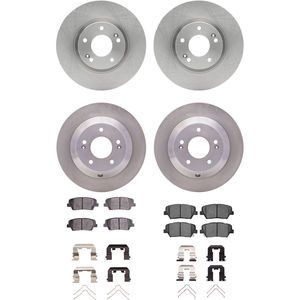 Dynamic Friction 6314-03069 - Front and Rear Brake Kit - Quickstop Rotors and 3000 Ceramic Brake Pads With Hardware