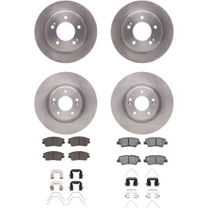 Dynamic Friction 6314-03076 - Front and Rear Brake Kit - Quickstop Rotors and 3000 Ceramic Brake Pads With Hardware