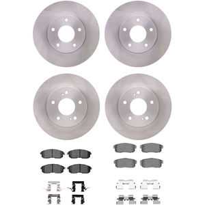 Dynamic Friction 6314-67040 - Front and Rear Brake Kit - Quickstop Rotors and 3000 Ceramic Brake Pads With Hardware
