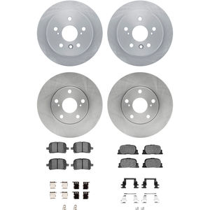 Dynamic Friction 6314-76040 - Front and Rear Brake Kit - Quickstop Rotors and 3000 Ceramic Brake Pads With Hardware
