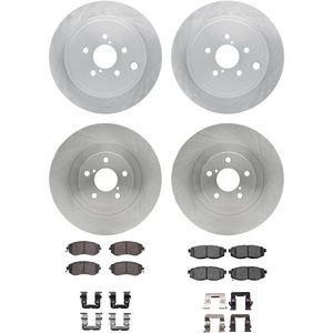 Dynamic Friction 6314-13047 - Front and Rear Brake Kit - Quickstop Rotors and 3000 Ceramic Brake Pads With Hardware