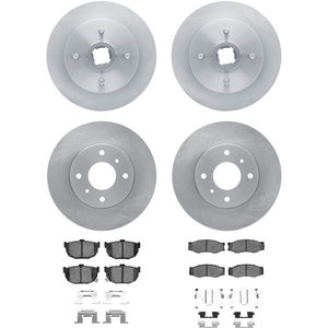 Dynamic Friction 6314-67008 - Front and Rear Brake Kit - Quickstop Rotors and 3000 Ceramic Brake Pads With Hardware