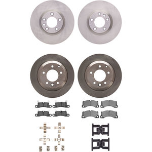 Dynamic Friction 6314-74046 - Front and Rear Brake Kit - Quickstop Rotors and 3000 Ceramic Brake Pads With Hardware