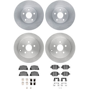 Dynamic Friction 6314-76046 - Front and Rear Brake Kit - Quickstop Rotors and 3000 Ceramic Brake Pads With Hardware
